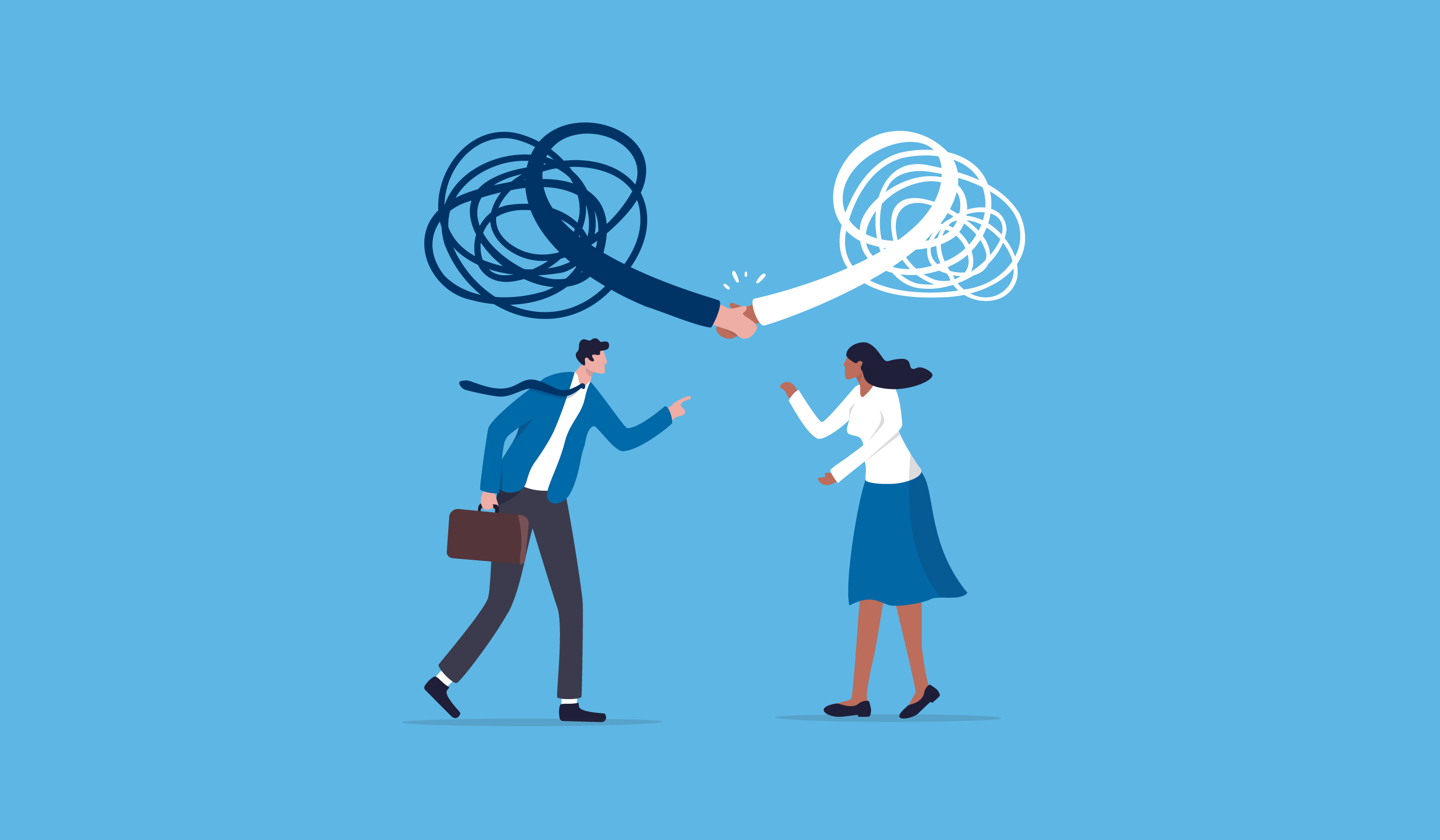 illustration of professional man and woman shaking hands