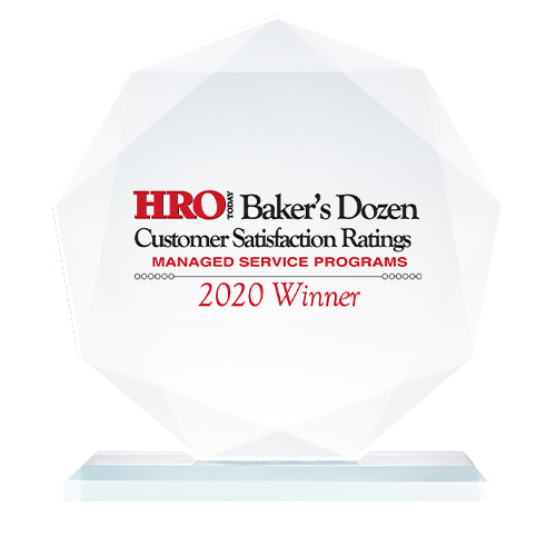 HRO Today Baker’s Dozen Customer Satisfaction Ratings Managed Service Programs 2020 Winner