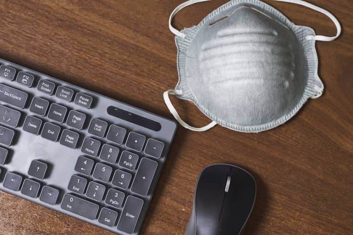 a keyboard, mouse, and, mask a keyboard, mouse, and, mask