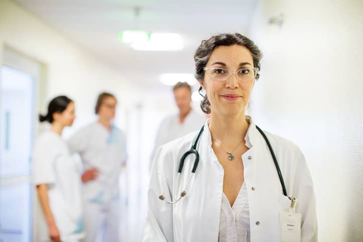 Experienced mature female doctor in hospital Experienced mature female doctor in hospital