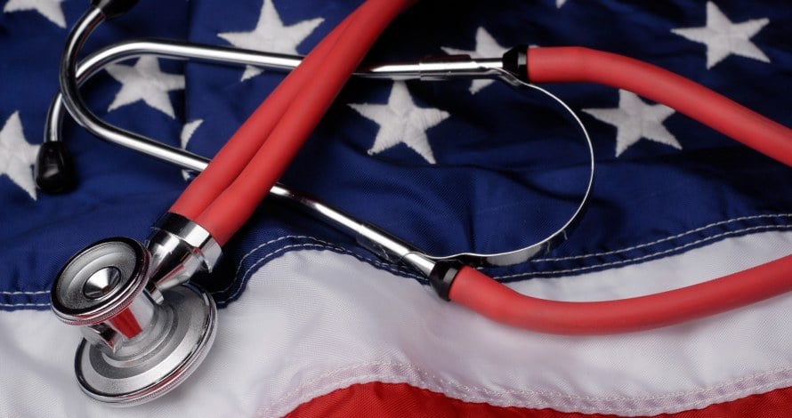stethoscope on a united states flag