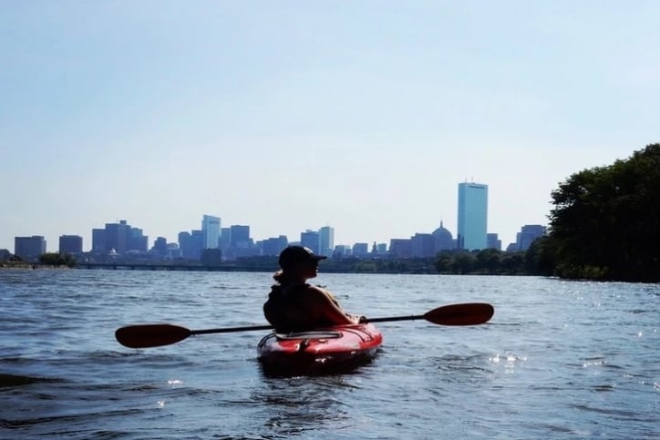 Laura Wilridge on a paddle boat