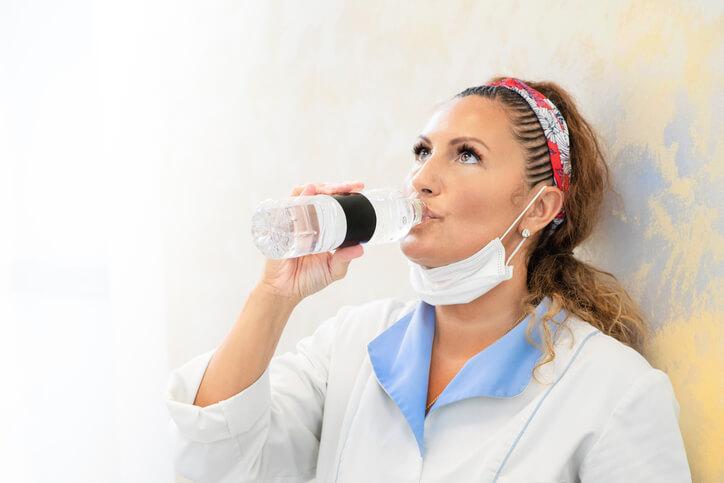 Nurse drinking water