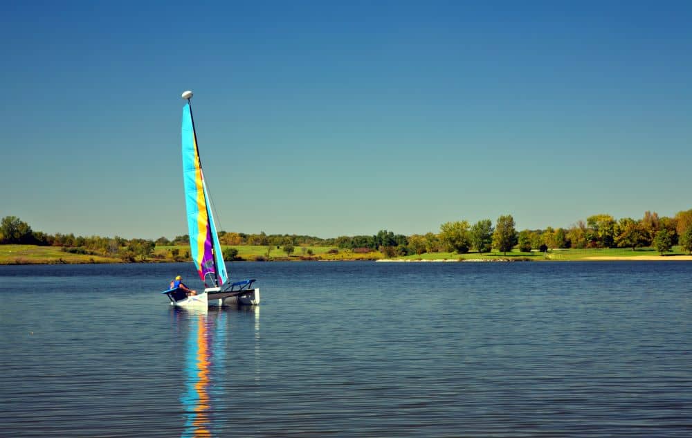 person paddleboating