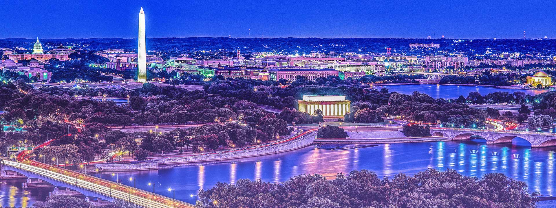 Washington DC, the Nations Capital, skyline at night
