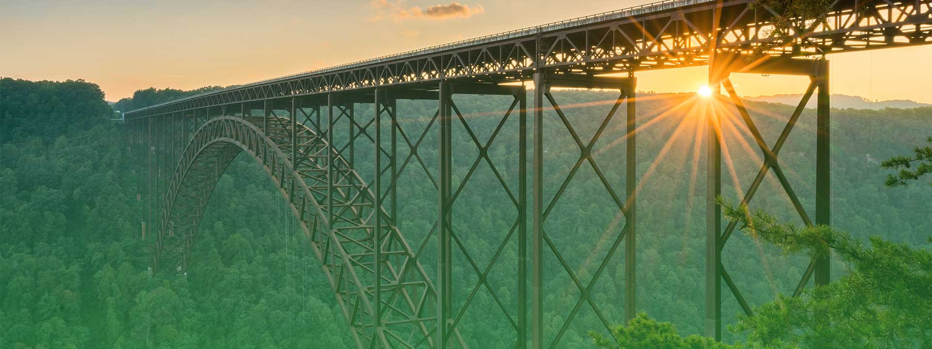 View of New River Gorge Bridge in Fayetteville, West Virginia