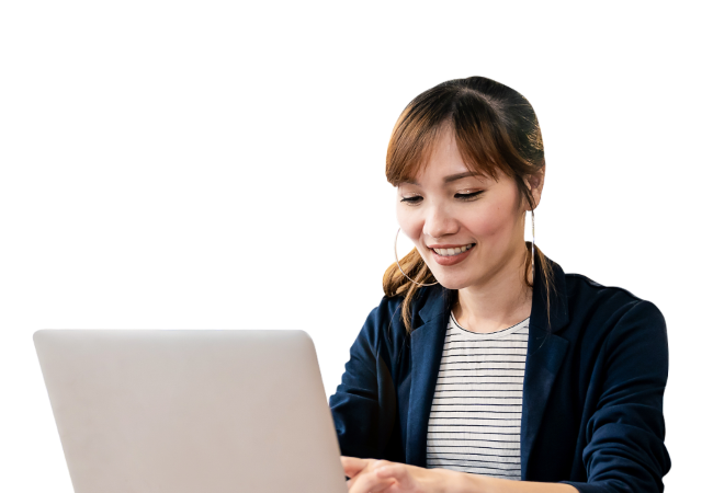 Woman working on her laptop