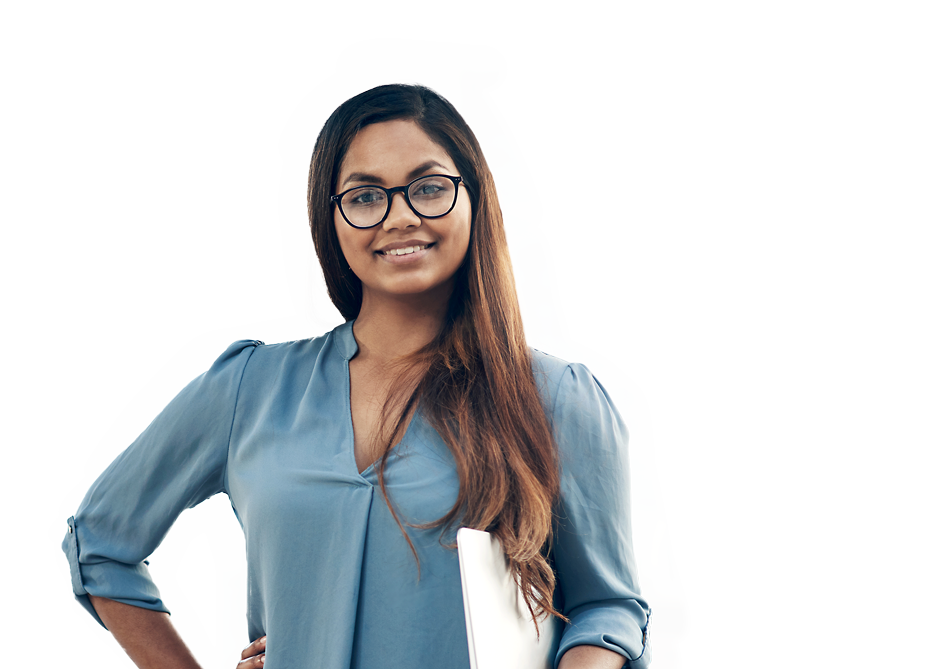 Woman holding binder