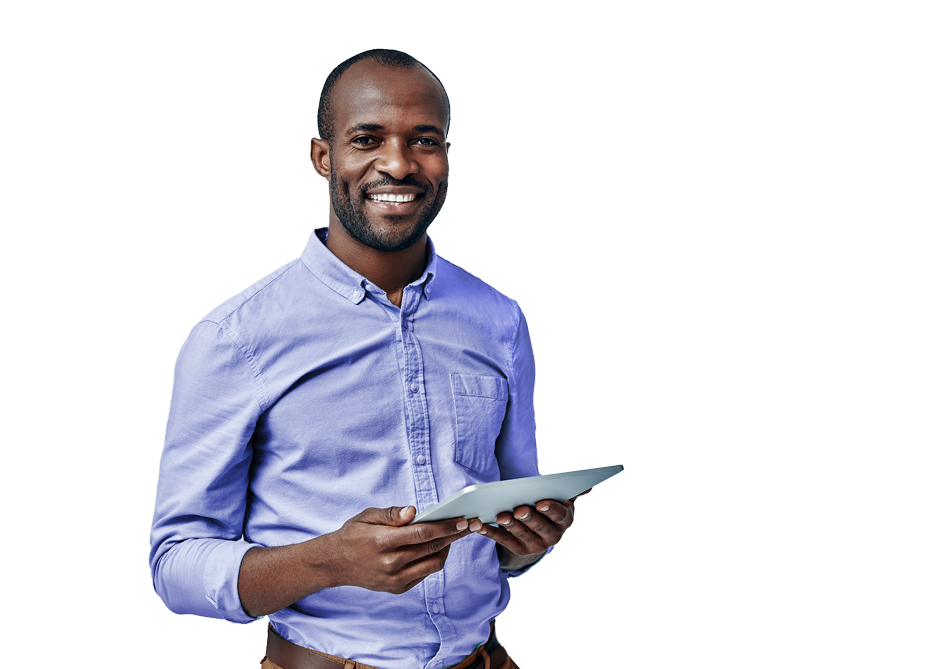 Man holding tablet computer
